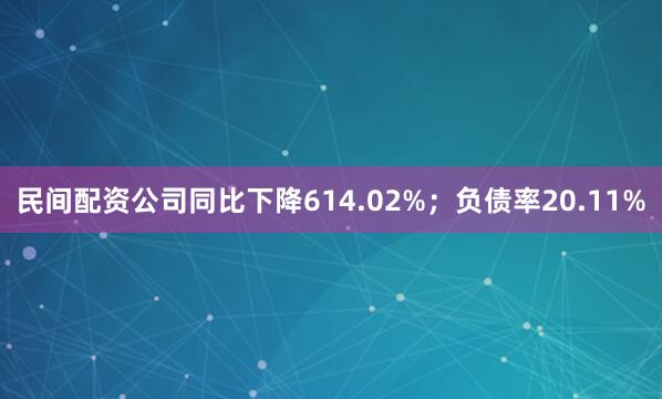 民间配资公司同比下降614.02%；负债率20.11%